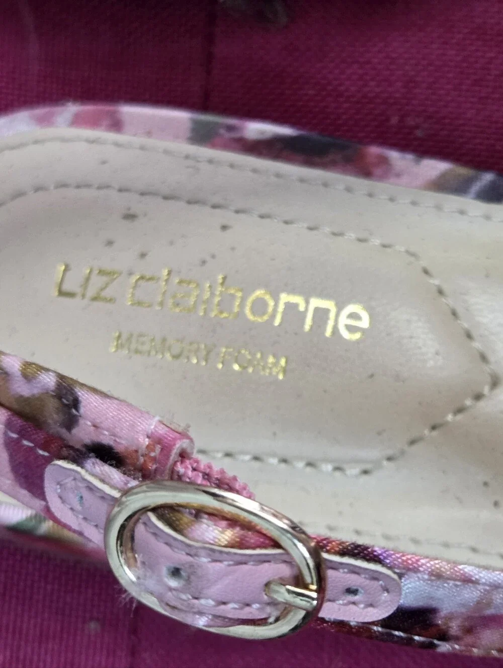 Liz Claiborne Pink and Red Floral Pointed-Toe Slingback Flats